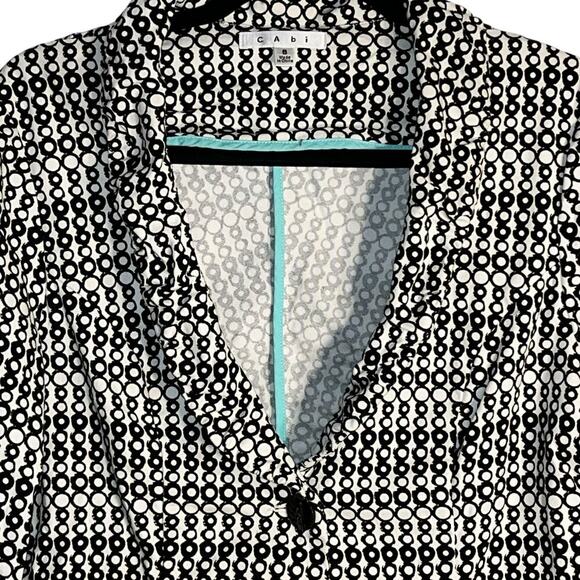Cabi Black White Dot Print Two Button Blazer Jacket Size 8 - Picture 2 of 7
